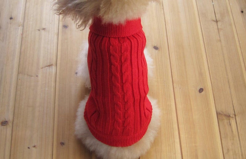 FAMI Dog Clothes Dogs Sweater Soft Puppies Clothing Winter Puppy Sweaters Warm Outfit for Dogs Small XS S Cat Apparel(Red,Small) - Image 2